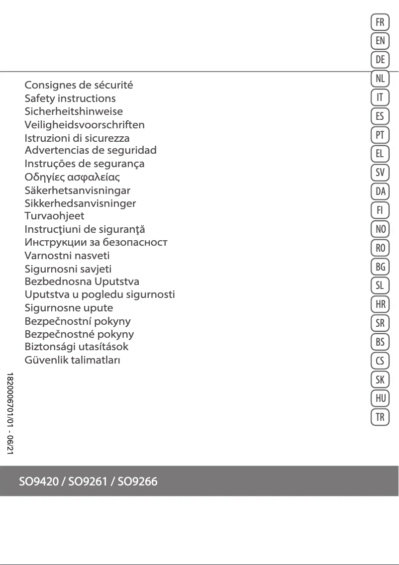 Page 1 de la notice Instructions de sécurité Rowenta Mini Excel Eco Safe SO9266