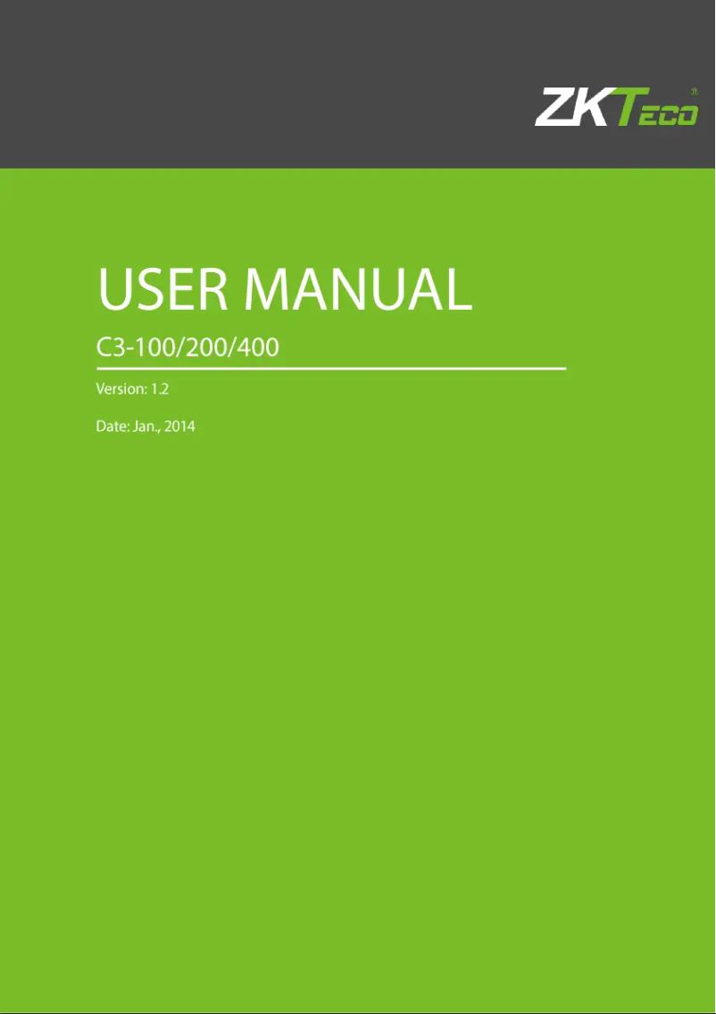 Page 1 of the manual User Manual ZKTeco C3-400