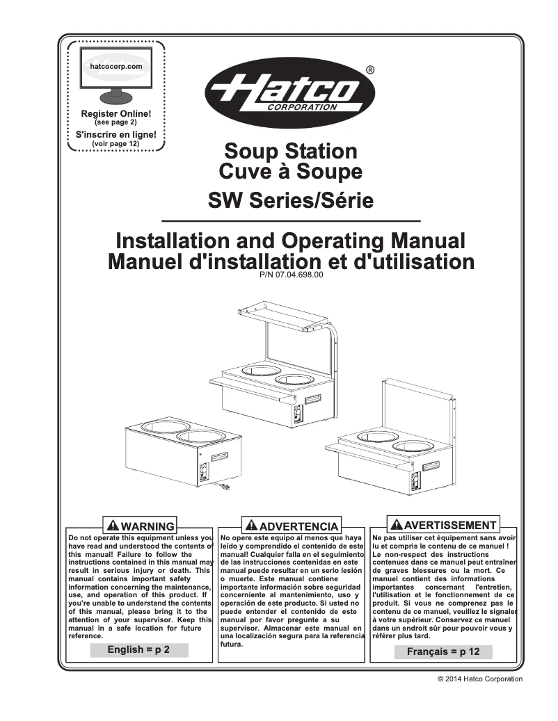 First page image of the manual for SW2-11QT