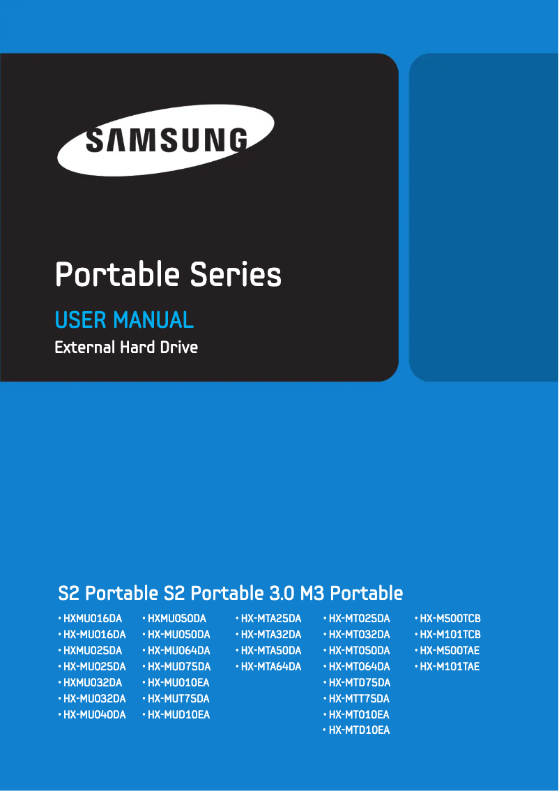 Page 1 of the manual User Manual Samsung HX-MT064DA