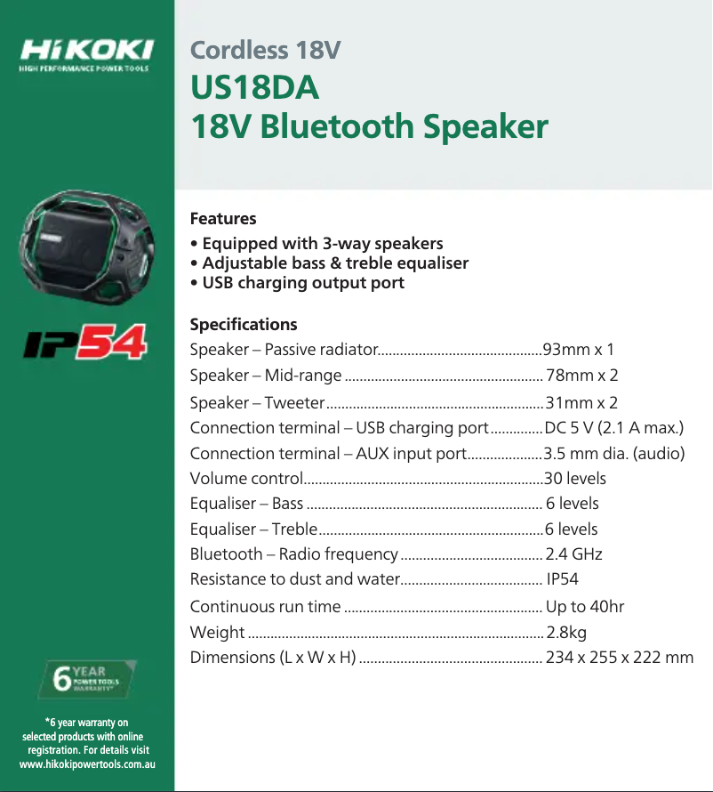 First page image of the manual for US18DA