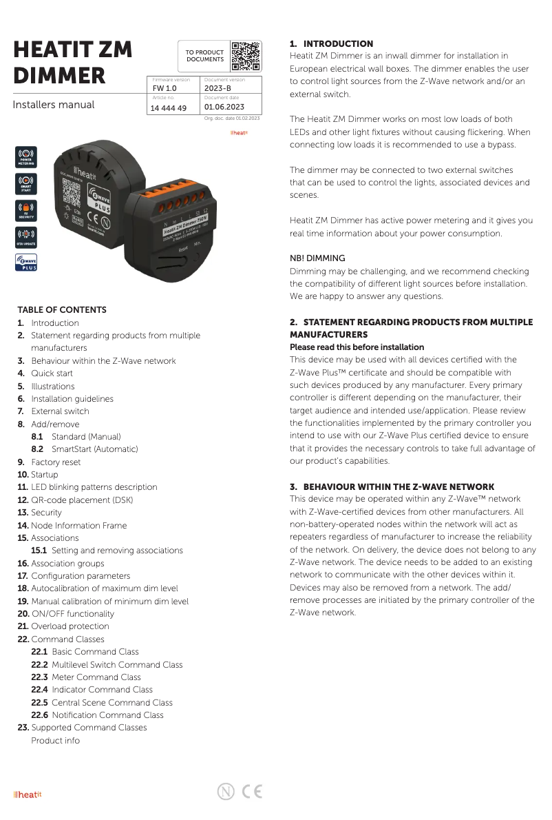 Page 1 of the manual User Manual Heatit ZM