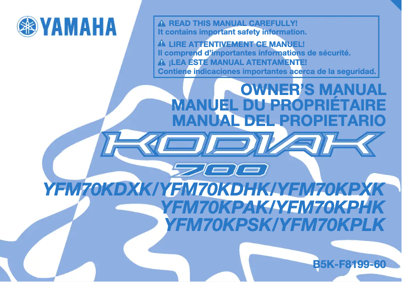 First page image of the manual for Kodiak 700 (2019)