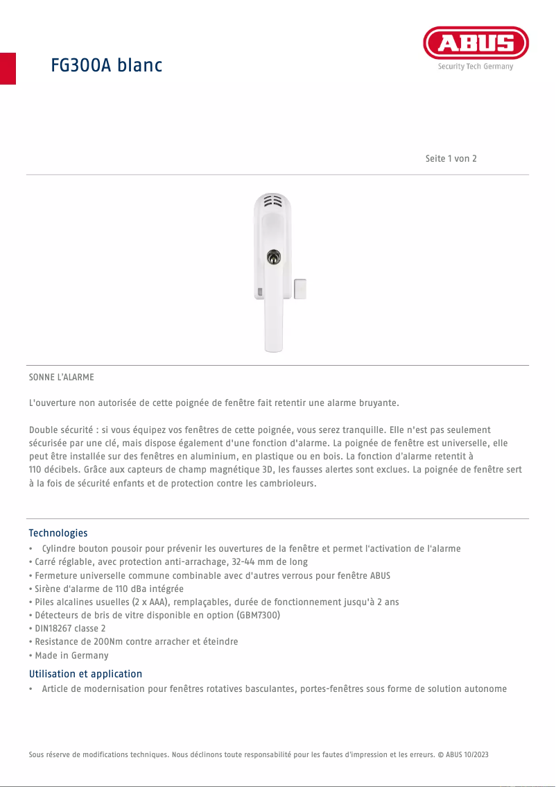 First page image of the manual for FG300A