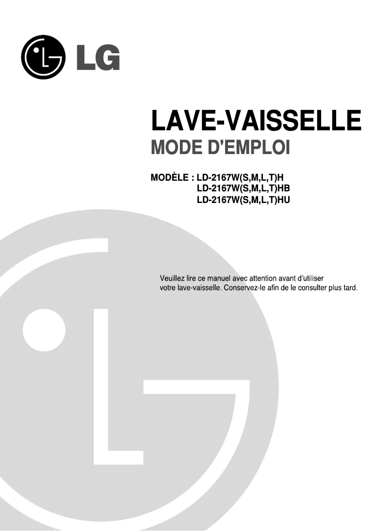 First page image of the manual for LD-2167LH