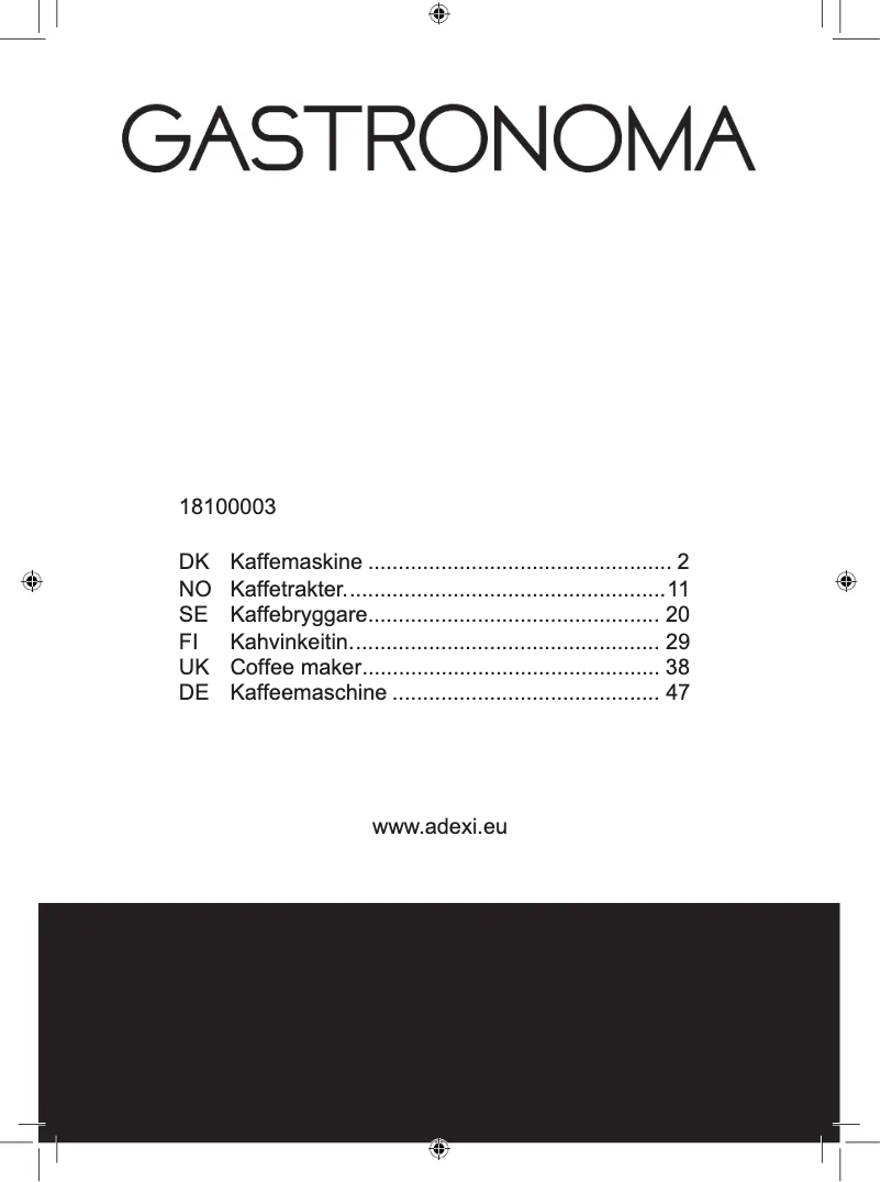 Image de la première page du manuel de l'appareil 18100003