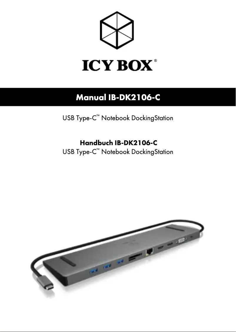 Page 1 of the manual User Manual Icy Box IB-DK2106-C