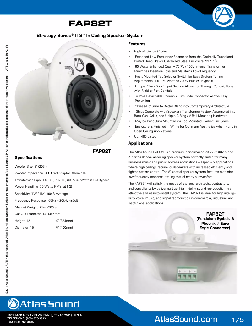 First page image of the manual for FAP82T