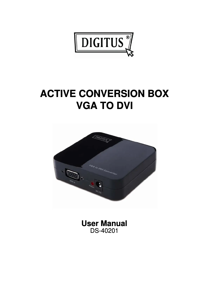 First page image of the manual for VGA / DVI