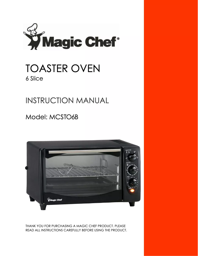 Page 1 of the manual User Manual Magic Chef MCSTO6B