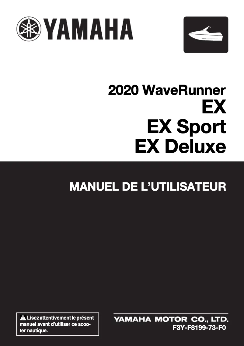 First page image of the manual for WaveRunner EX Sport (2020)