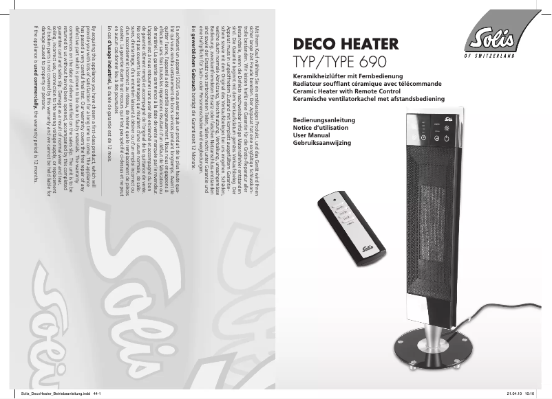First page image of the manual for Deco Heater 690