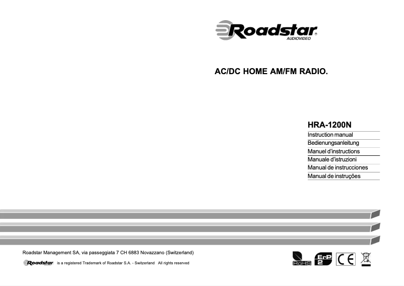 First page image of the manual for HRA-1200N/BK