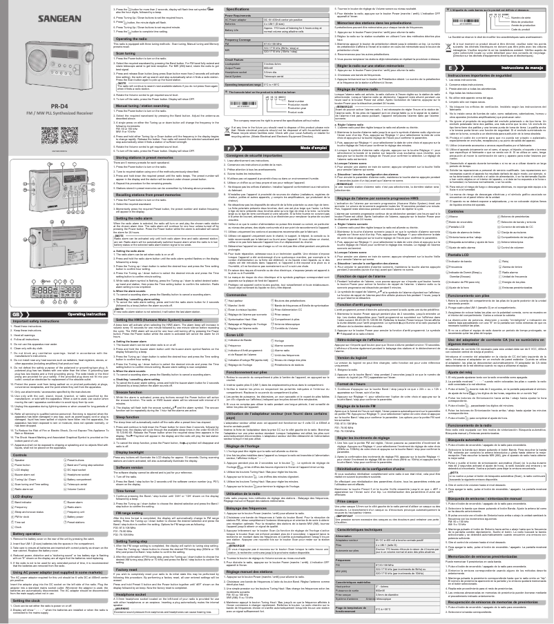 First page image of the manual for PR-D4