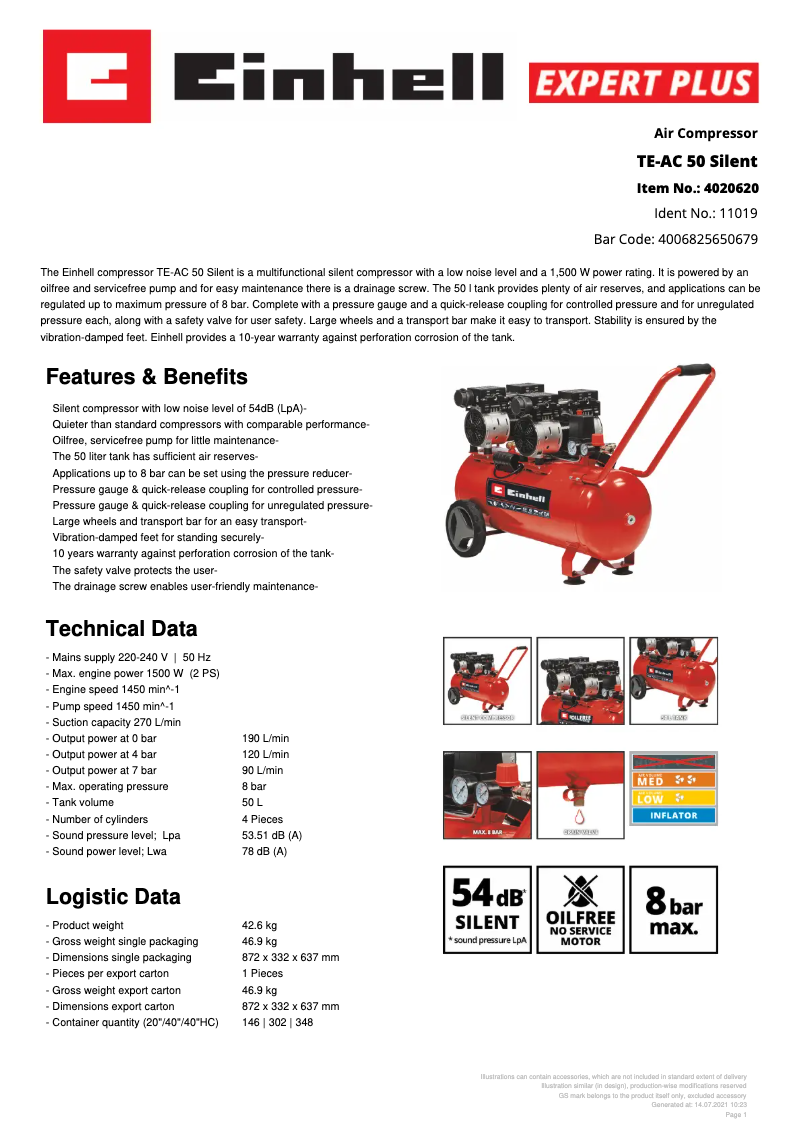 First page image of the manual for TE-AC 50 Silent