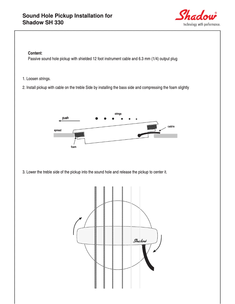 Page 1 of the manual User Manual Shadow SH330