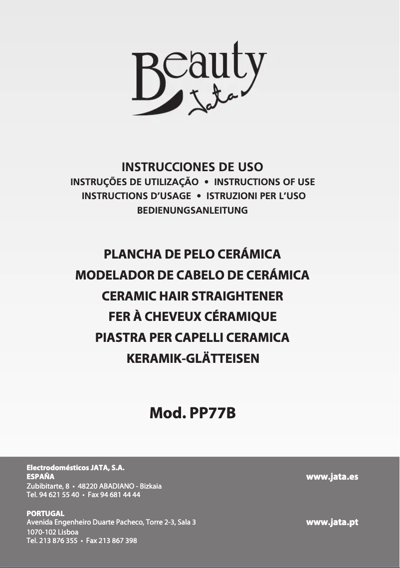 Page 1 of the manual User Manual Jata PP77B