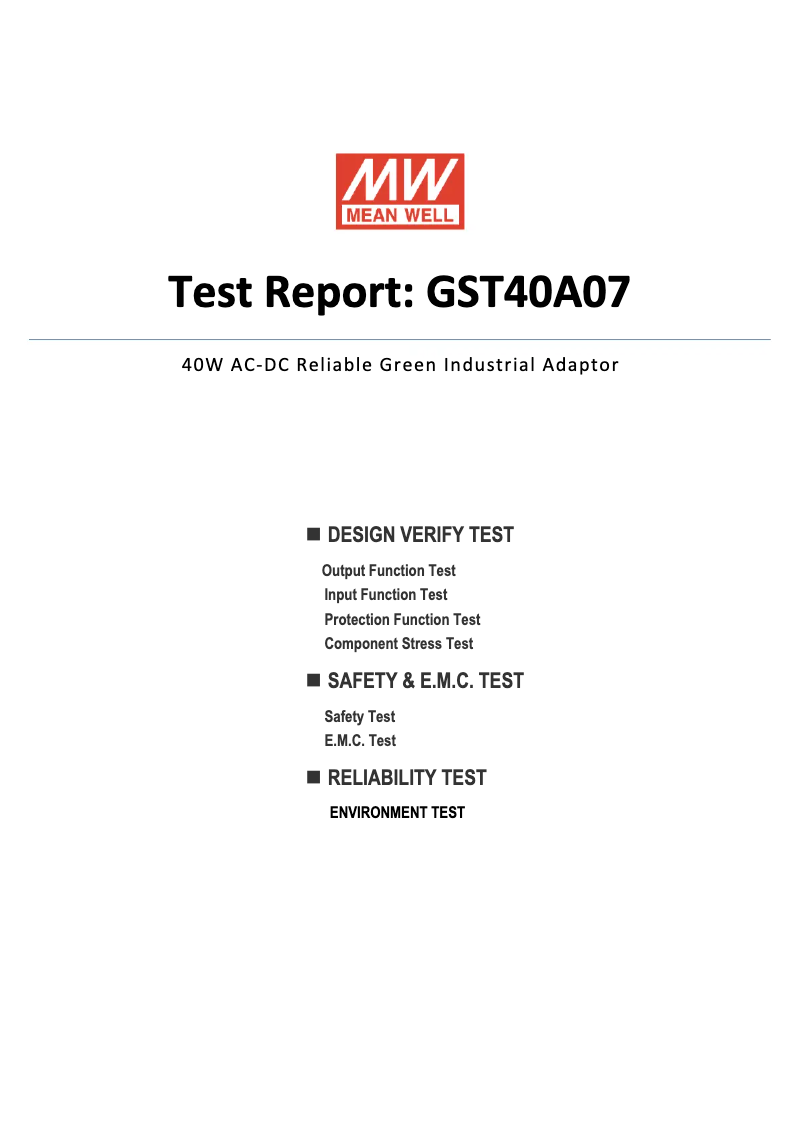 Page 1 of the manual Technical Sheet Mean Well GST40A07-P1J