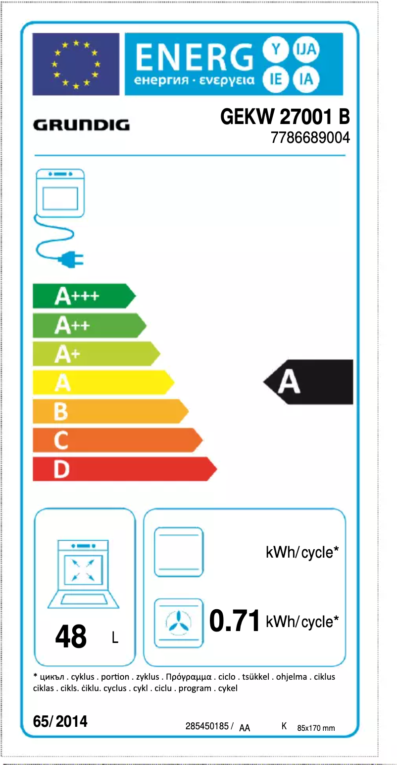 First page image of the manual for GEKW 27001 B