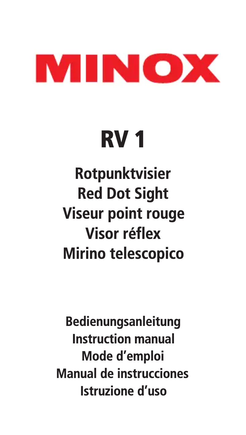 Page 1 of the manual User Manual Minox RV 1
