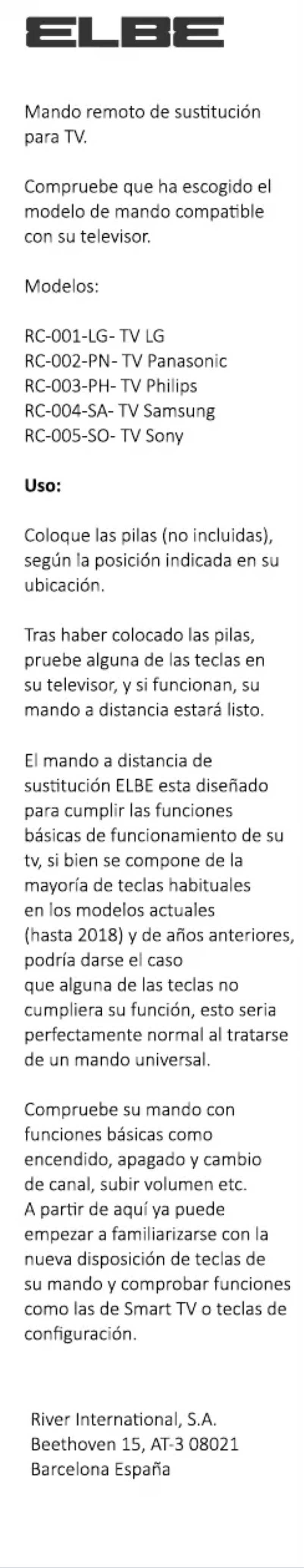 Page 1 of the manual User Manual ELBE RC-003-PH