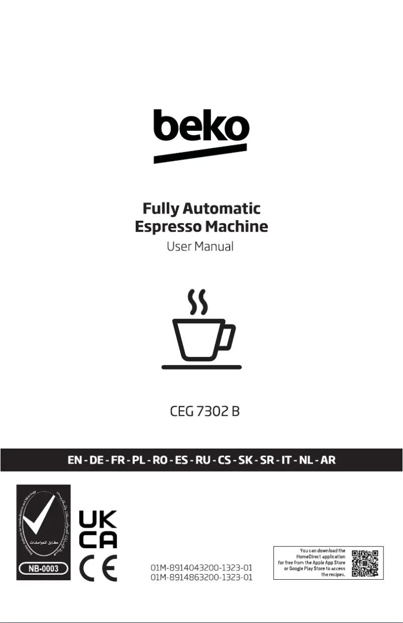 Page 1 of the manual User Manual Beko CEG7304B