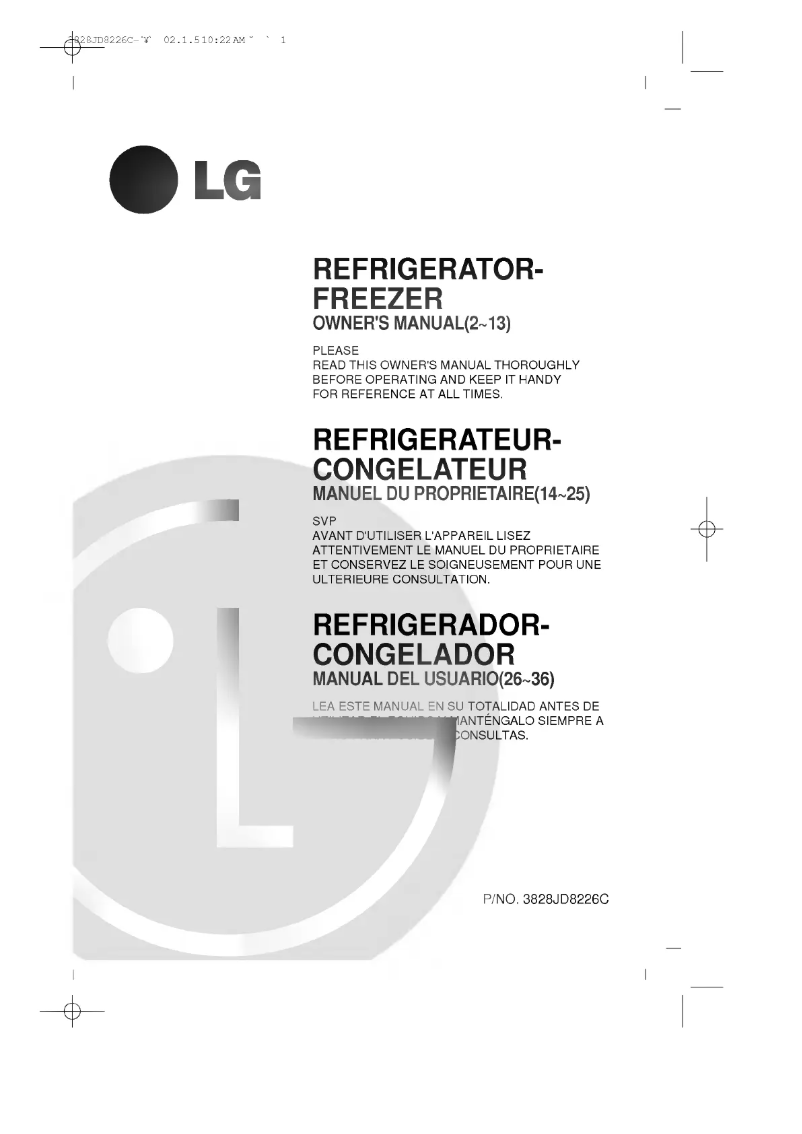 Page 1 of the manual User Manual LG GR-T452GV