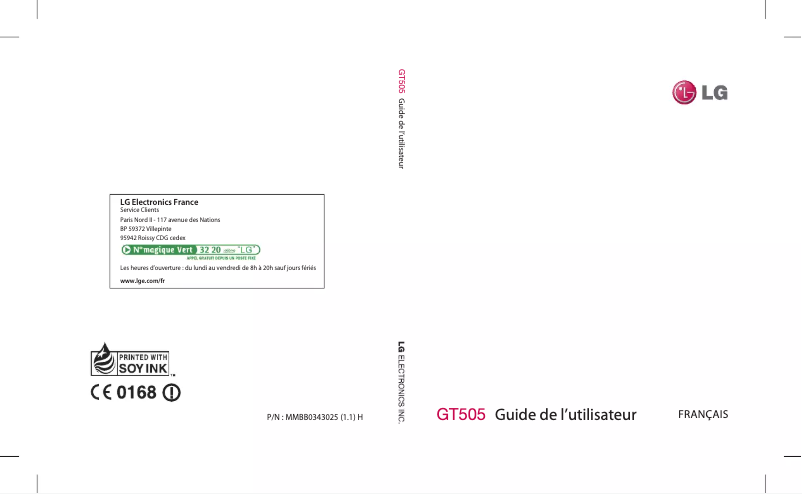 First page image of the manual for GT505