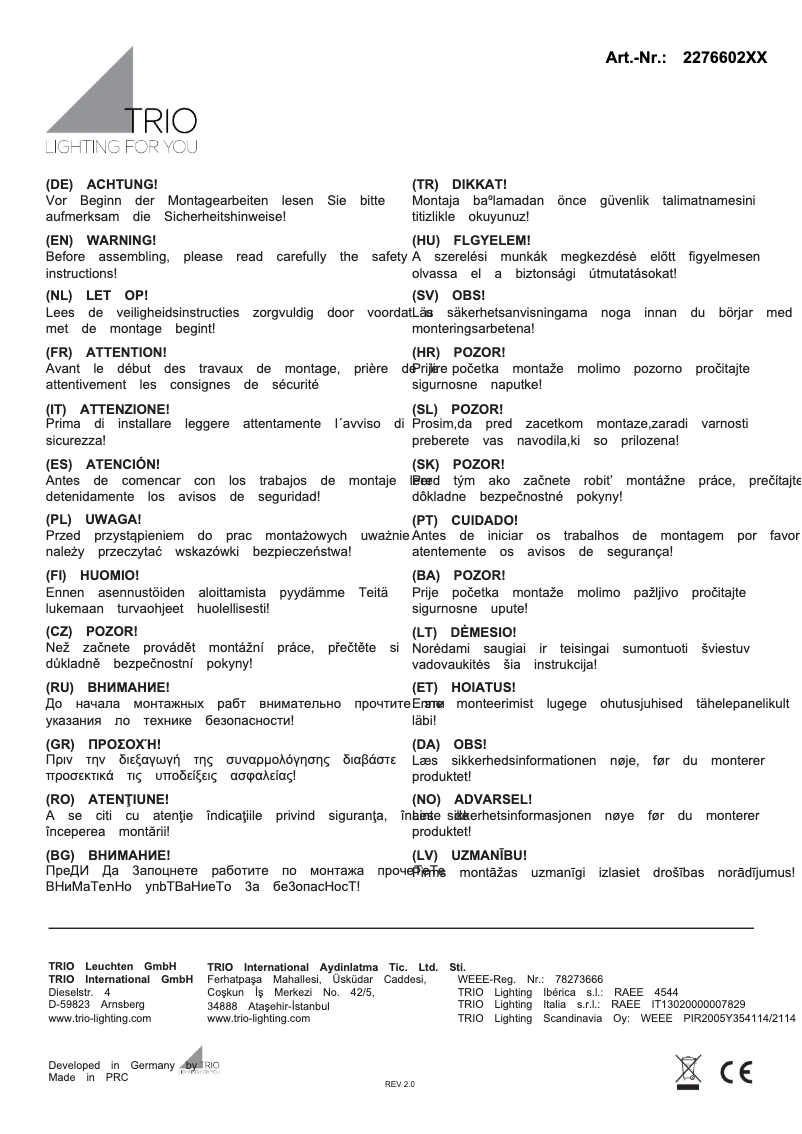 Page 1 of the manual User Manual Trio Lighting Thames II 227660242