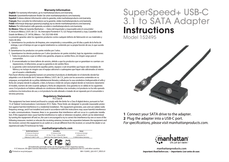 First page image of the manual for 152495