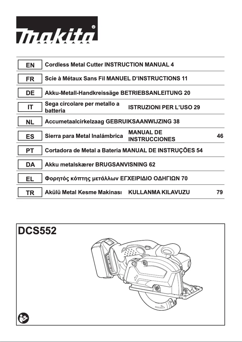 Page 1 of the manual User Manual Makita DCS552