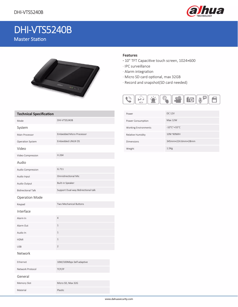 First page image of the manual for VTS5240B