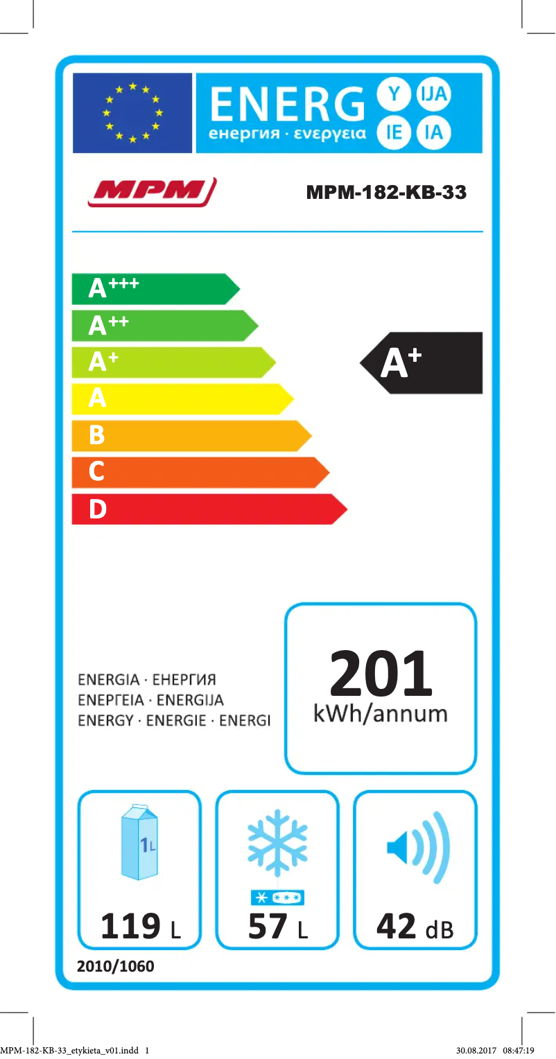 First page image of the manual for MPM-182-KB-33