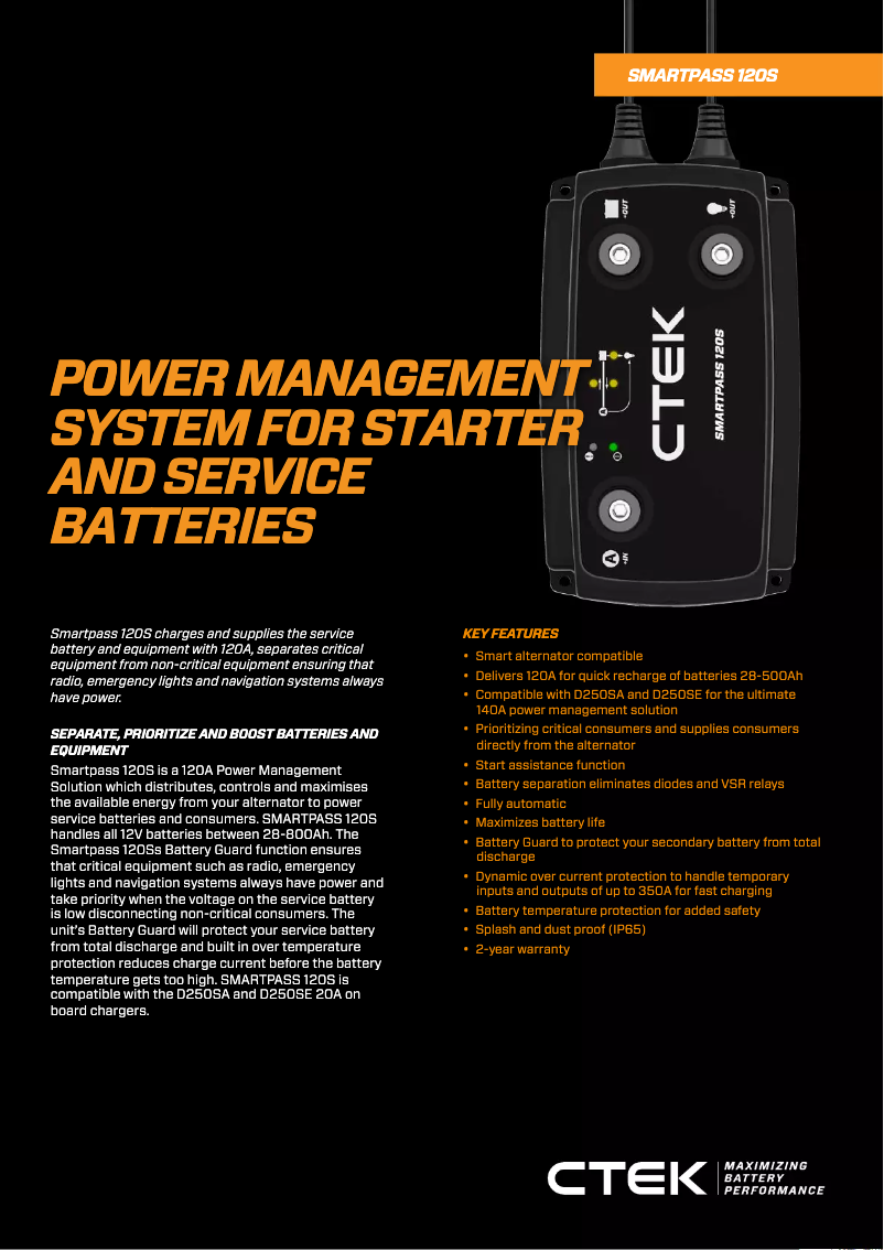 Page 1 of the manual Technical Sheet Ctek Smartpass 120S