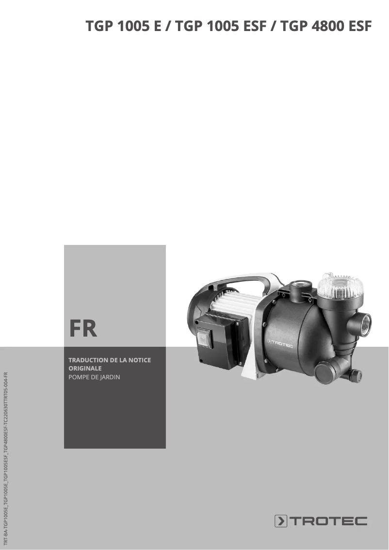 Page 1 of the manual User Manual Trotec TGP 1005 E