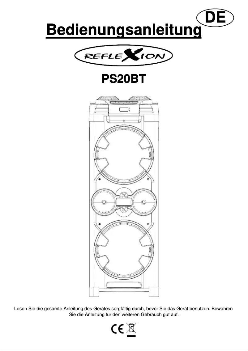 Page 1 of the manual User Manual Reflexion PS20BT