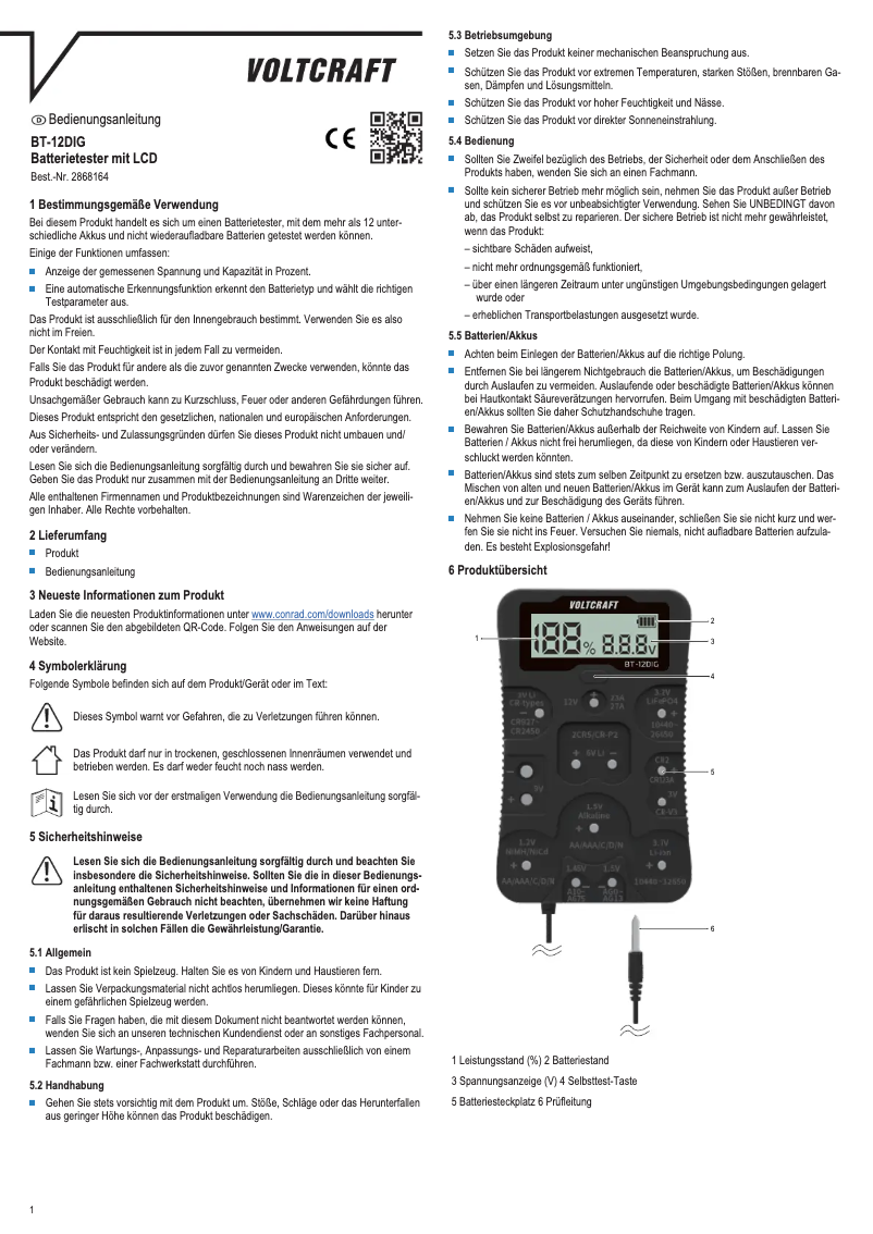 First page image of the manual for BT-12DIG