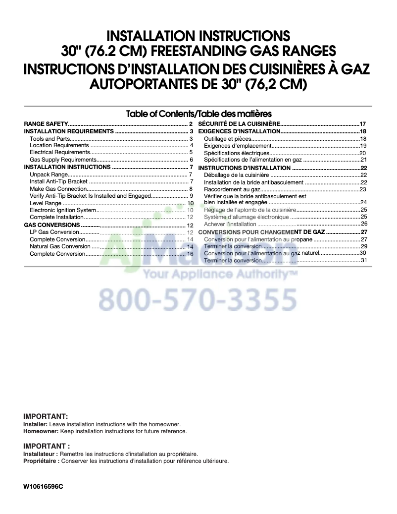 Page 1 of the manual Installation Guide Whirlpool WPRERADWMW4413