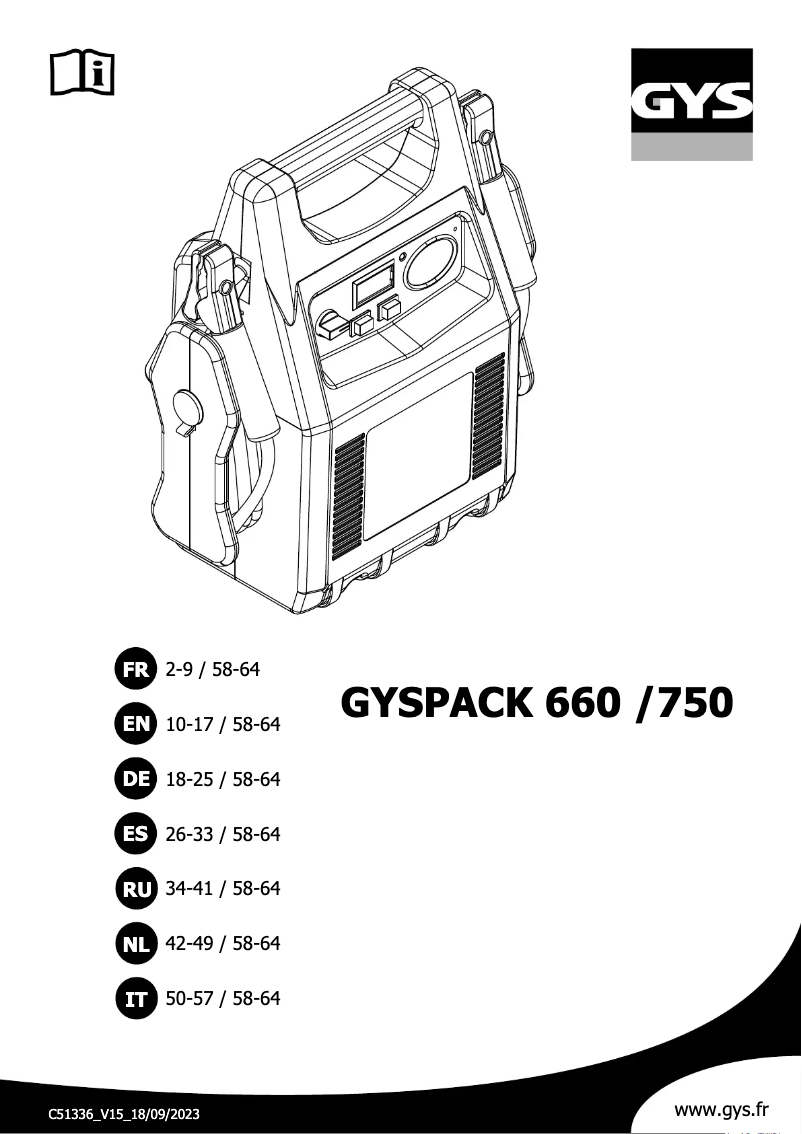 First page image of the manual for Gyspack 660