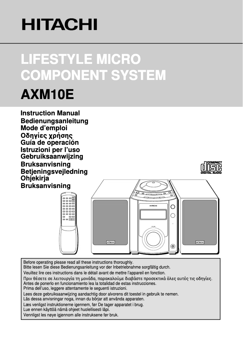 Page 1 of the manual User Manual Hitachi AX-M10E