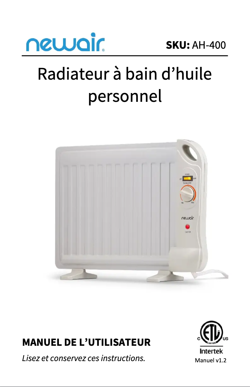 First page image of the manual for AH-400