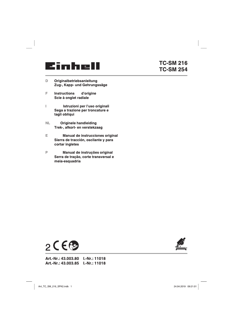 Page 1 of the manual User Manual Einhell TC-SM 254