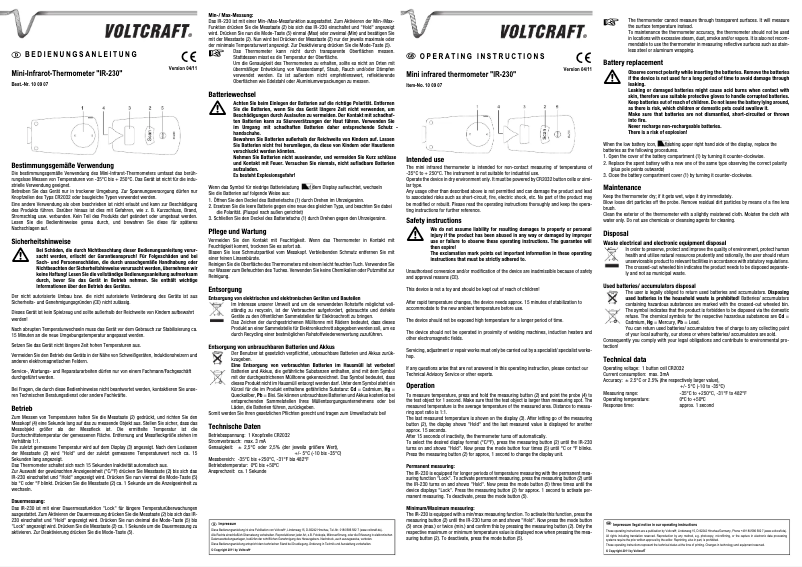 Page 1 of the manual User Manual Voltcraft IR-230