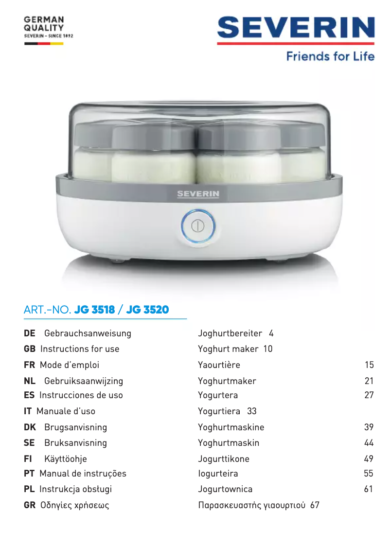 First page image of the manual for JG 3518