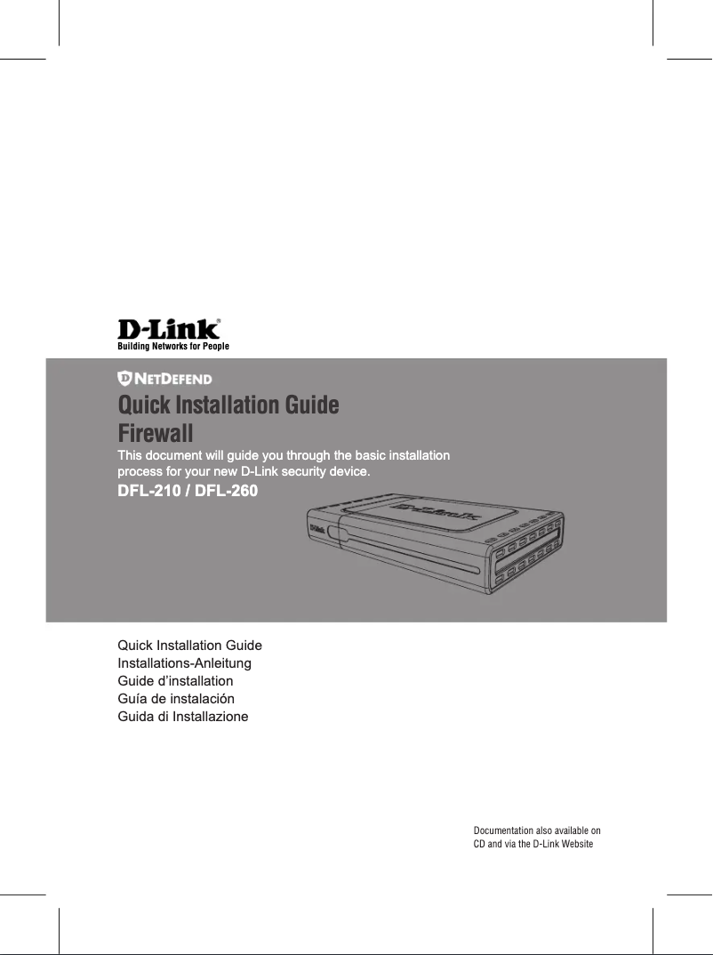 Page 1 of the manual Installation Guide D-Link DFL-210