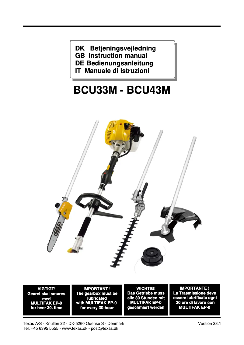 First page image of the manual for BCU43M