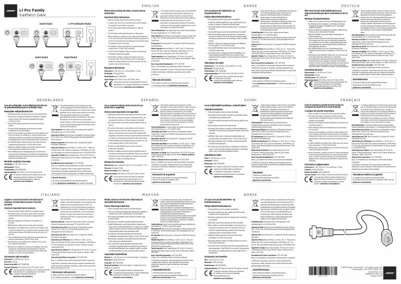 First page image of the manual for L1 Pro Family SubMatch Cable