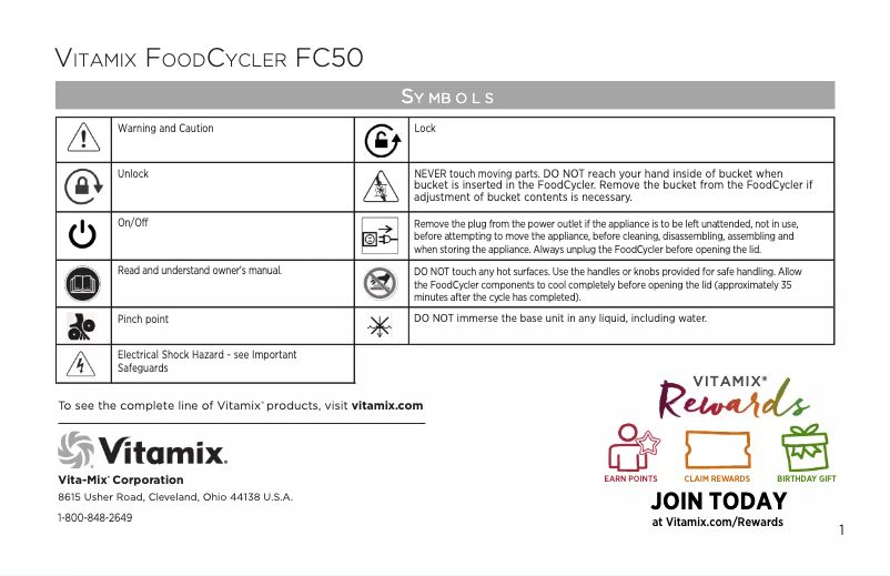First page image of the manual for FoodCyCler FC50