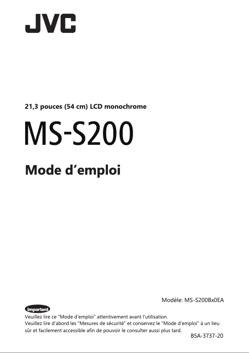 First page image of the manual for MS-S200
