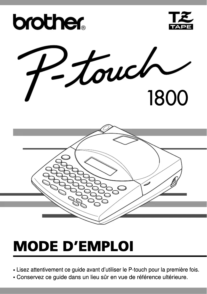 First page image of the manual for P-touch PT-1800